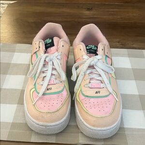 Nike Air Force 1 Womens Sneakers - Pink, Peach, and Green